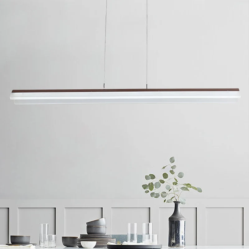 Koffie lineaire hanglamp moderne LED acryl eilandverlichting voor eetkamer Clearhalo
