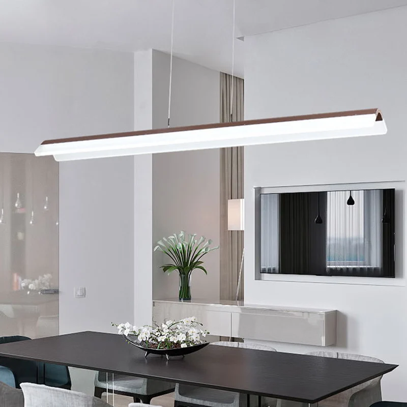 Koffie lineaire hanglamp moderne LED acryl eilandverlichting voor eetkamer Clearhalo