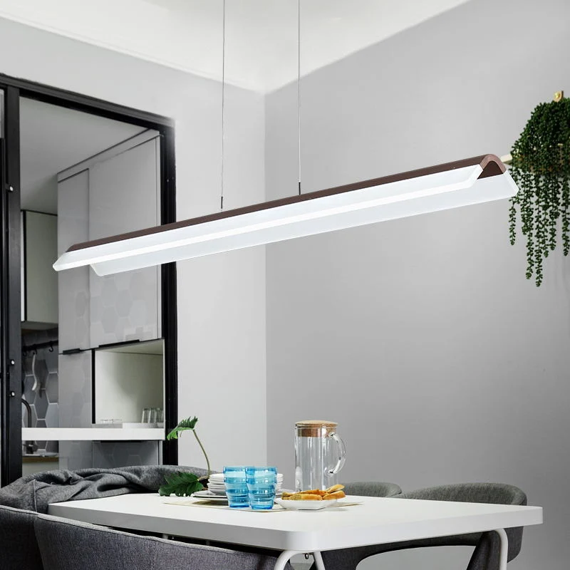 Koffie lineaire hanglamp moderne LED acryl eilandverlichting voor eetkamer Clearhalo