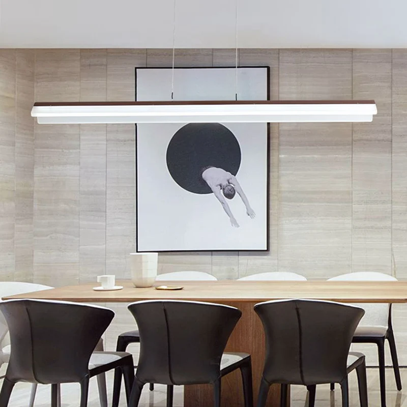 Koffie lineaire hanglamp moderne LED acryl eilandverlichting voor eetkamer Clearhalo
