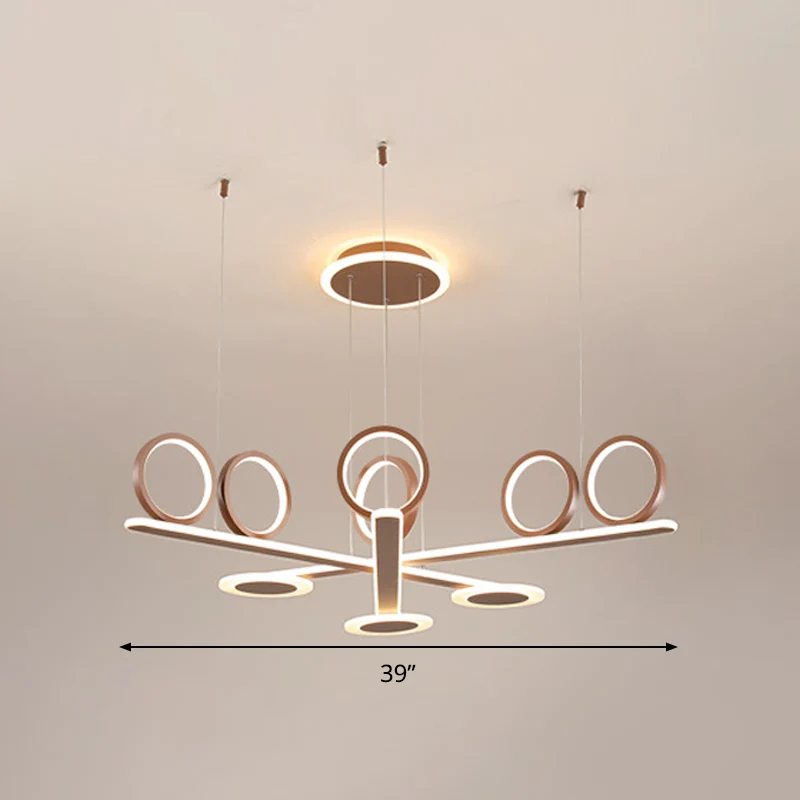Koffiering hangende kroonluchter eigentijds acryl LED-hanglicht warm/wit licht, 31,5"/39" breed Clearhalo
