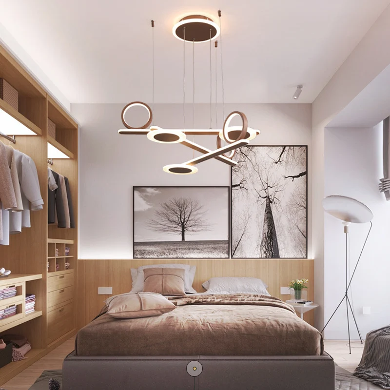 Koffiering hangende kroonluchter eigentijds acryl LED-hanglicht warm/wit licht, 31,5"/39" breed Clearhalo