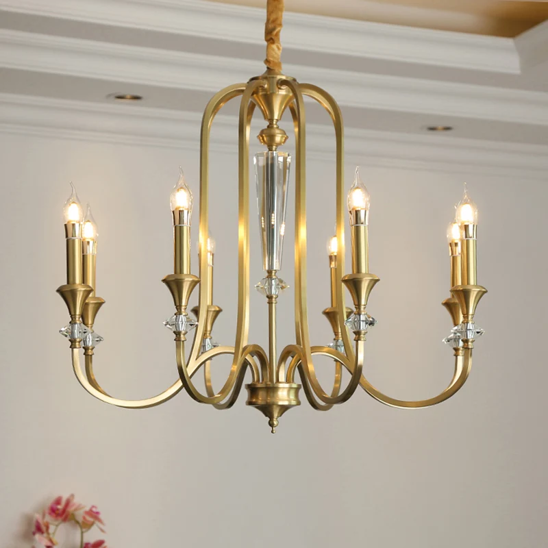 Koloniale stijl kaars kroonluchter licht metalen plafond hanglamp voor woonkamer Clearhalo