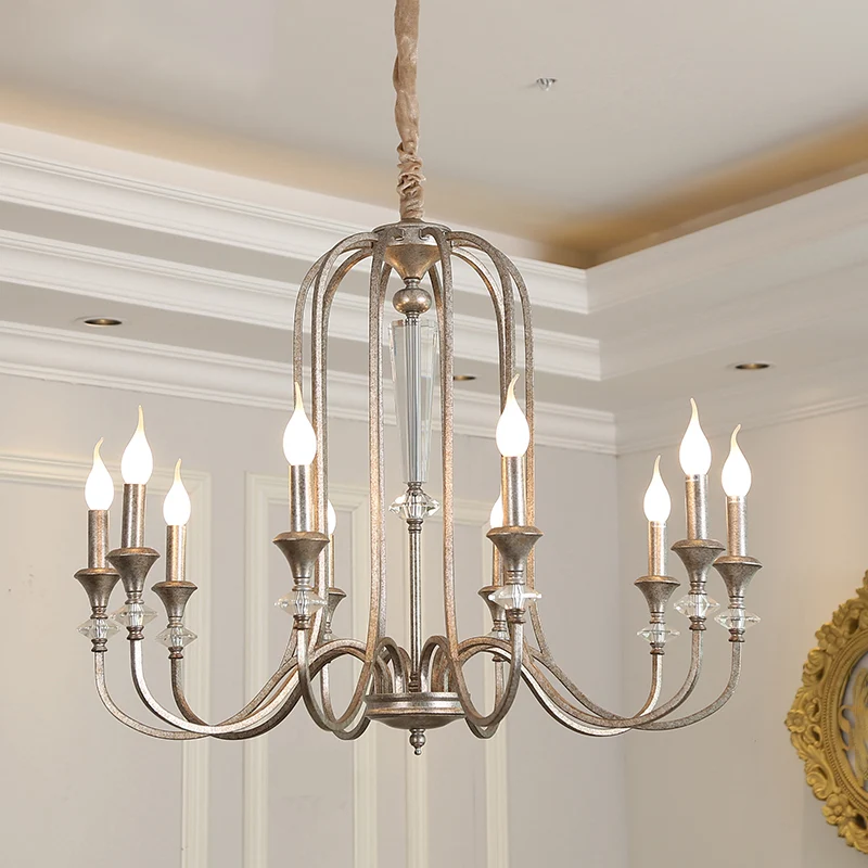 Koloniale stijl kaars kroonluchter licht metalen plafond hanglamp voor woonkamer Clearhalo