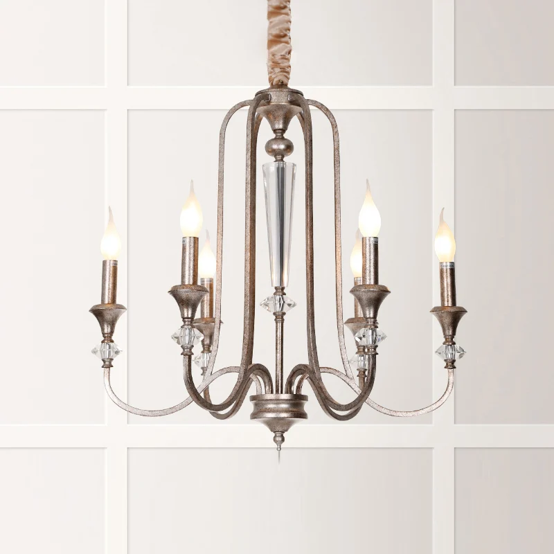 Koloniale stijl kaars kroonluchter licht metalen plafond hanglamp voor woonkamer Clearhalo