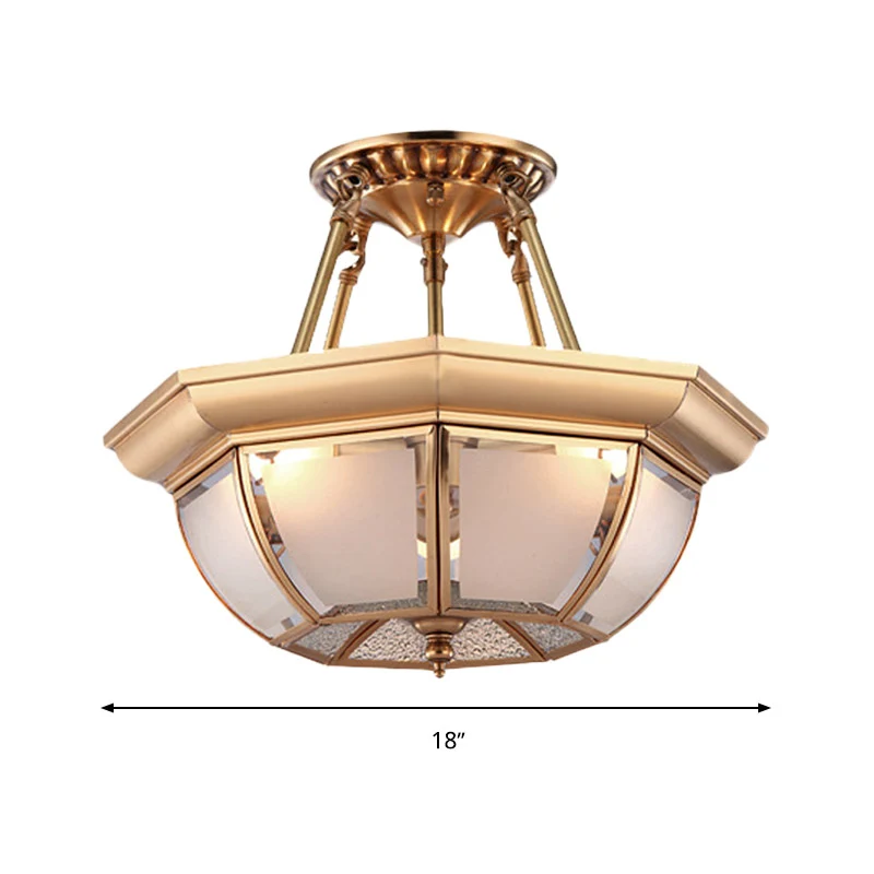 Kom Eetkamer Plafondverlichting Traditioneel Ondoorzichtig Glas 3/4 Lampen Messing Semi Inbouw Plafondlamp, 14"/16"/18" Di...