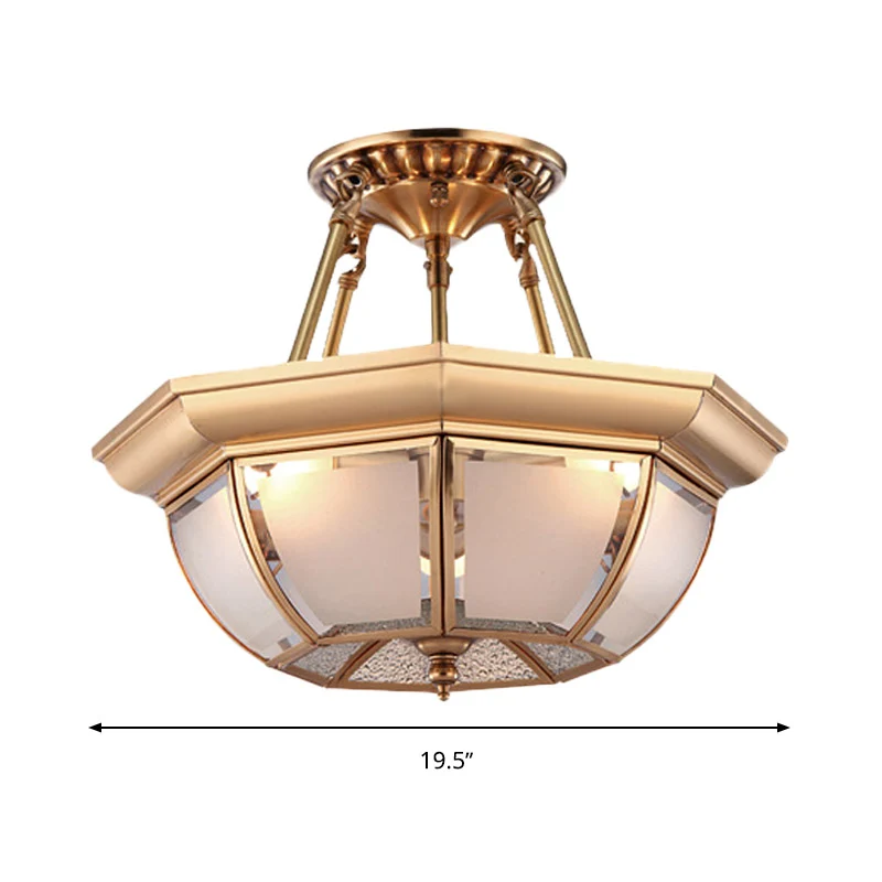 Kom Eetkamer Plafondverlichting Traditioneel Ondoorzichtig Glas 3/4 Lampen Messing Semi Inbouw Plafondlamp, 14"/16"/18" Di...