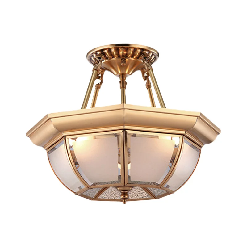 Kom Eetkamer Plafondverlichting Traditioneel Ondoorzichtig Glas 3/4 Lampen Messing Semi Inbouw Plafondlamp, 14"/16"/18" Di...
