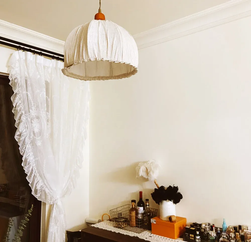 Kom jute schaduw hangende hanglamp Scandinavische stijl stof 1 licht hanglamp voor slaapkamer eetkamer Clearhalo