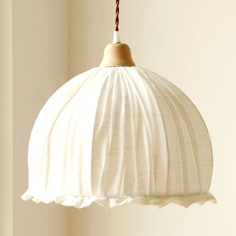 Kom jute schaduw hangende hanglamp Scandinavische stijl stof 1 licht hanglamp voor slaapkamer eetkamer Clearhalo