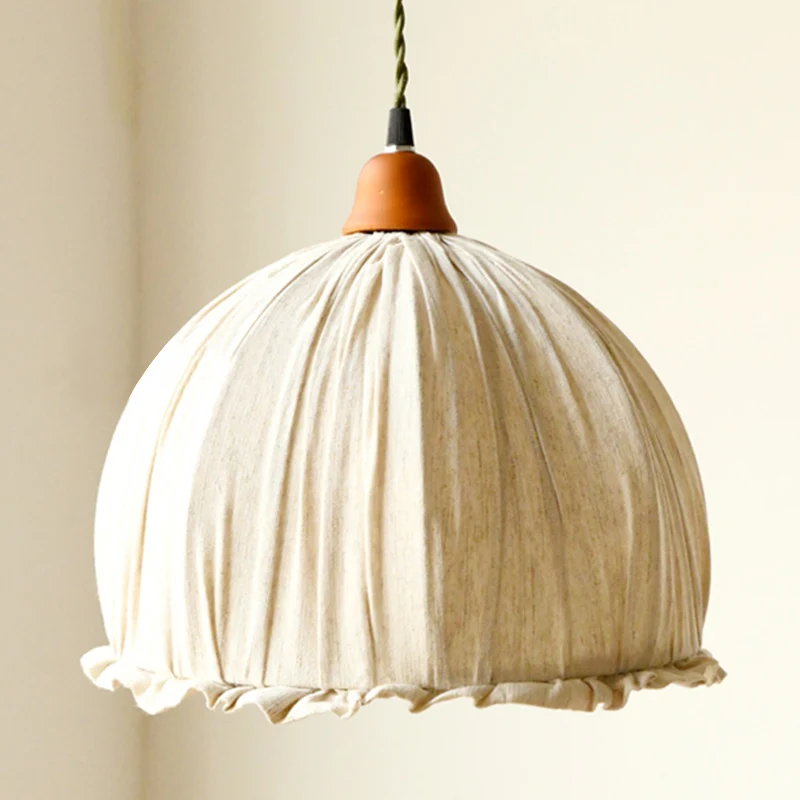 Kom jute schaduw hangende hanglamp Scandinavische stijl stof 1 licht hanglamp voor slaapkamer eetkamer Clearhalo