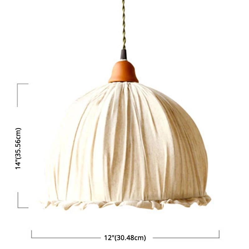 Kom jute schaduw hangende hanglamp Scandinavische stijl stof 1 licht hanglamp voor slaapkamer eetkamer Clearhalo