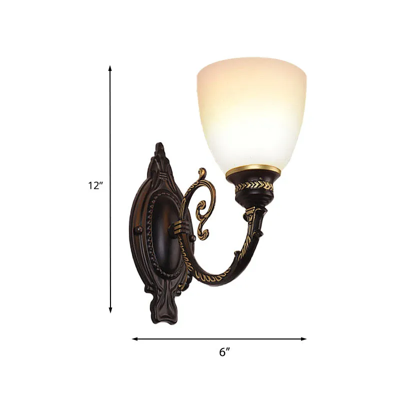 Kom matglazen wandverlichting Retro 1/2-lichts slaapkamer wandkandelaar zwart Clearhalo