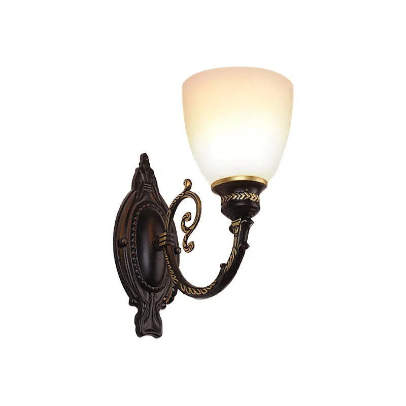 Kom matglazen wandverlichting Retro 1/2-lichts slaapkamer wandkandelaar zwart Clearhalo