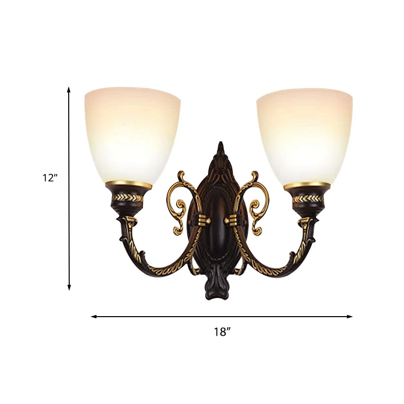 Kom matglazen wandverlichting Retro 1/2-lichts slaapkamer wandkandelaar zwart Clearhalo