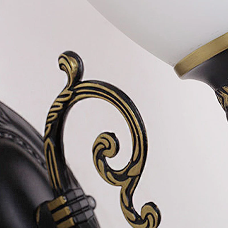 Kom matglazen wandverlichting Retro 1/2-lichts slaapkamer wandkandelaar zwart Clearhalo