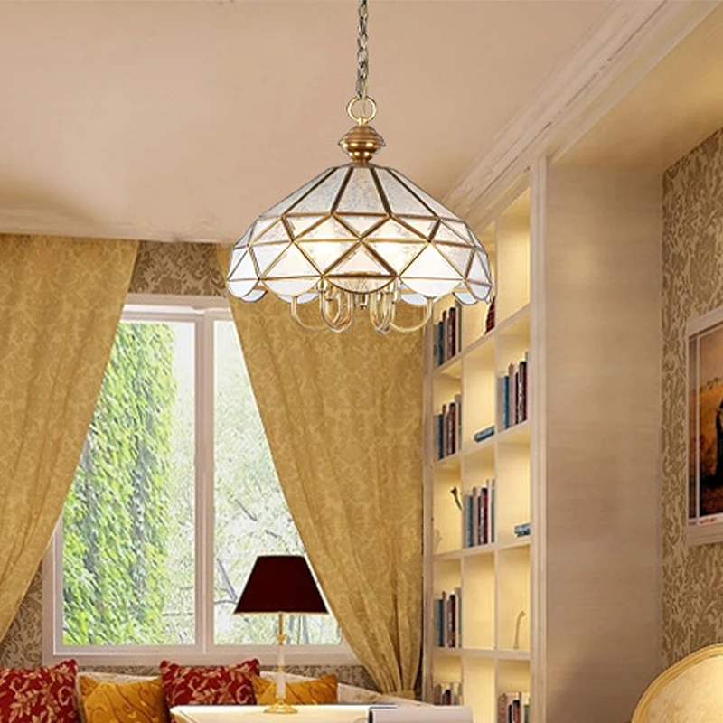 Kom van matglas, hangende kroonluchter, koloniaal, 5 lampen, eetkamer hanglamp goud Clearhalo