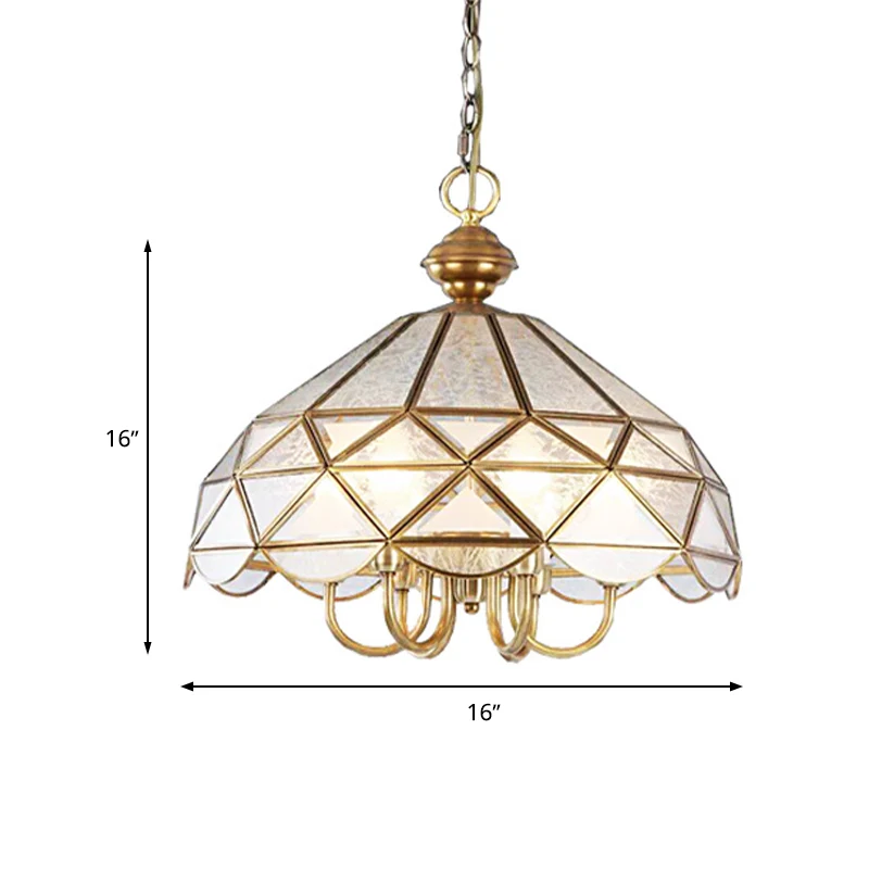 Kom van matglas, hangende kroonluchter, koloniaal, 5 lampen, eetkamer hanglamp goud Clearhalo