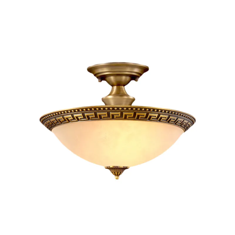 Kom Woonkamer Semi Flush Traditionalistische 3 Hoofden Messing Inbouwlamp Clearhalo