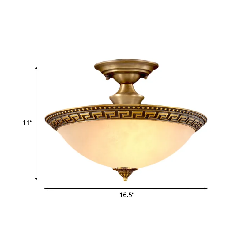 Kom Woonkamer Semi Flush Traditionalistische 3 Hoofden Messing Inbouwlamp Clearhalo
