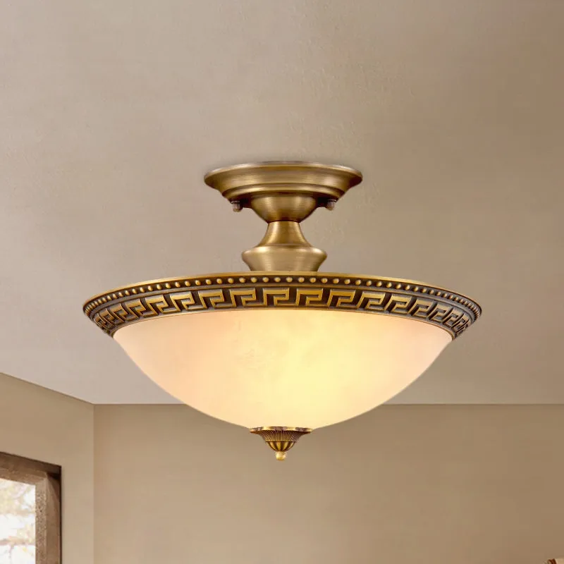 Kom Woonkamer Semi Flush Traditionalistische 3 Hoofden Messing Inbouwlamp Clearhalo