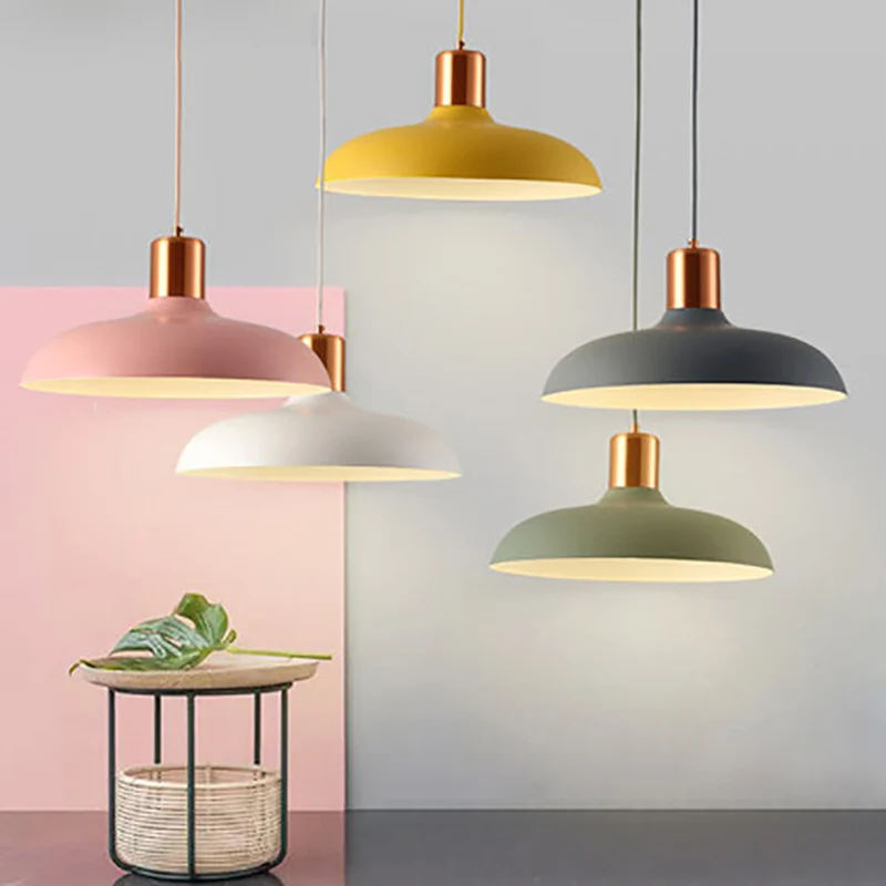 Komvormige restaurant slingerlamp metaal 1 lamp Macaron hanglamp Clearhalo