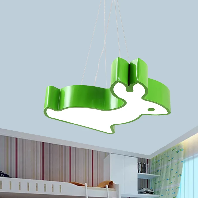 Konijn Slaapkamer Plafondlamp Acryl Kinderstijl LED Hangende Kroonluchter Rood/Blauw/Geel Clearhalo