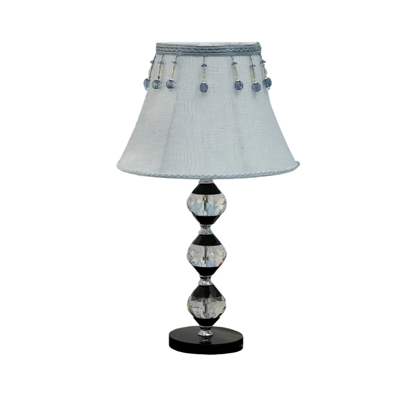 1 kop afgeschuinde lichtbollen tafellamp moderne heldere kristallen nachtstandlamp met bel stoffen kap Clearhalo
