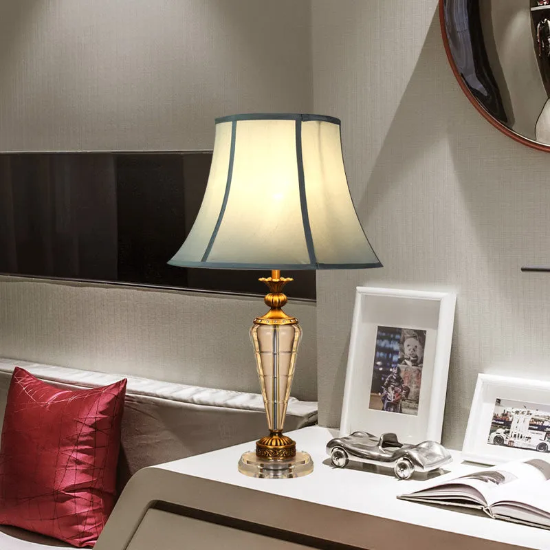 1 kop conische stof taaklamp modernisme handgesneden kristallen leeslamp blauw Clearhalo