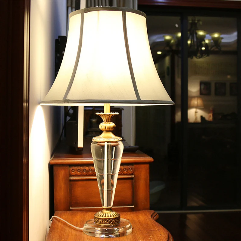 1 kop conische stof taaklamp modernisme handgesneden kristallen leeslamp blauw Clearhalo
