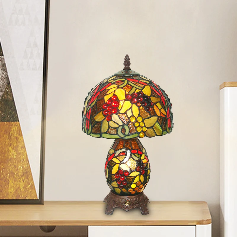 1 kop druivenpatroon tafellamp mediterrane koffie handgeslepen glas nachtverlichting met koepelschaduw Clearhalo