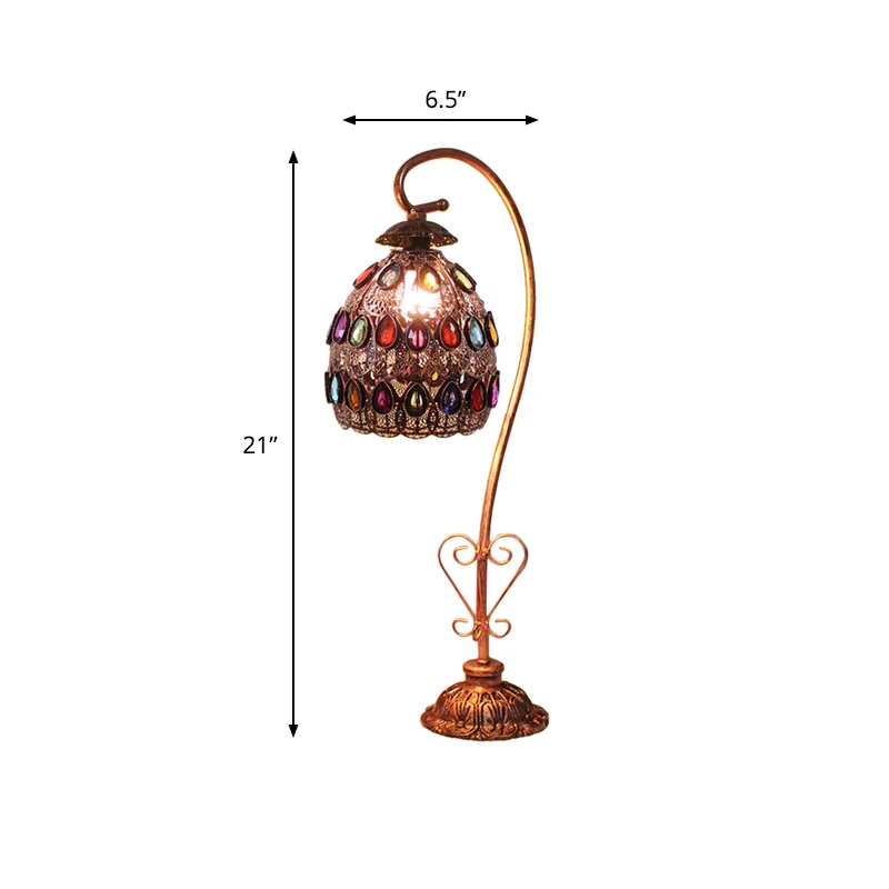1 kop metalen tafellamp vintage rood/roze/geel koepel/wereldbol/cilinder woonkamer nachtkastje verlichting met gebogen arm...