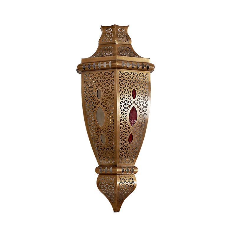 1 kop metalen wandverlichting decoratieve messing gesneden eetkamer blaker lichtarmatuur Clearhalo