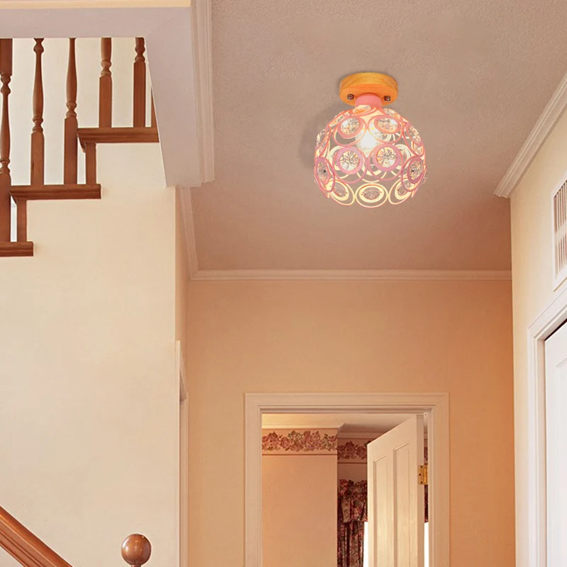 1 kop roze/groen/grijze inbouwverlichting met mondiale metalen lampenkap Nordic inbouwlamp voor foyer Clearhalo