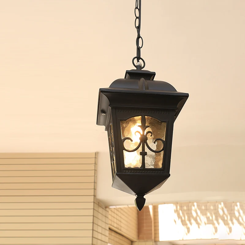 1 kop schaduwrijke slingerlamp rustiek zwart afgewerkt helder glas hanglamp voor buiten Clearhalo