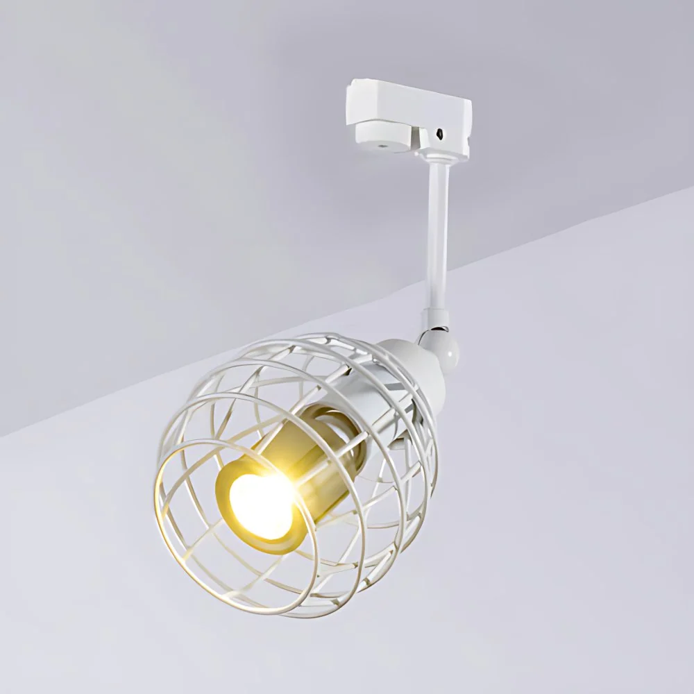 1 kop, semi-inbouwmontage met draadbeschermer, smeedijzeren industriële plafondlamp voor restaurants zwart/wit Clearhalo