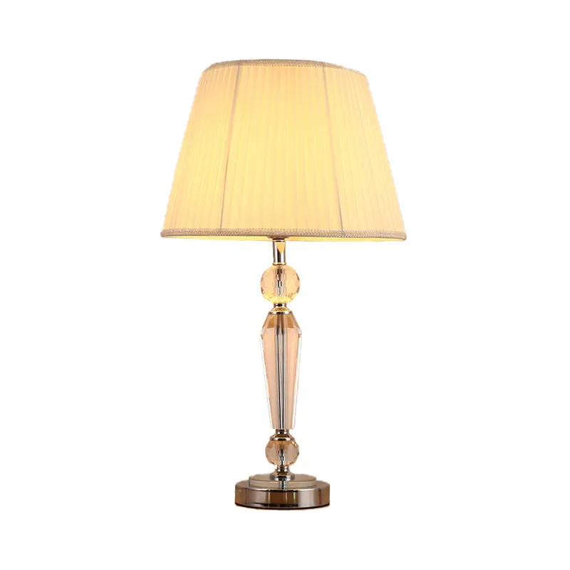 1 kop taps toelopende trommel taakverlichting modernisme stoffen leeslamp wit voor studie Clearhalo