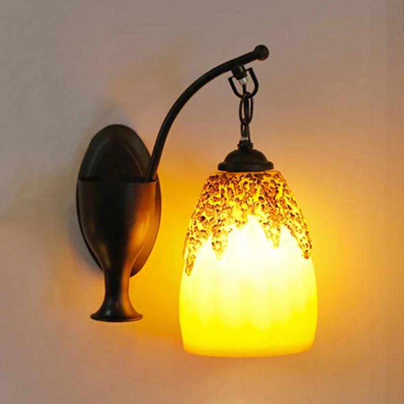 1 kop wandhanglamp platteland langwerpige koepel hars schansverlichting zwart met gebogen arm Clearhalo