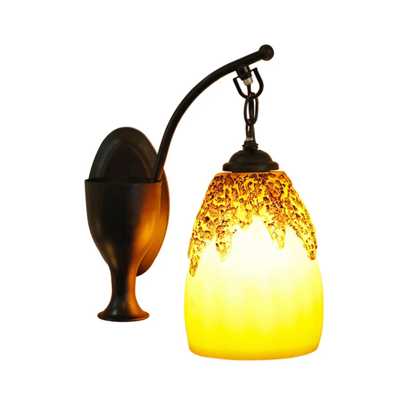 1 kop wandhanglamp platteland langwerpige koepel hars schansverlichting zwart met gebogen arm Clearhalo
