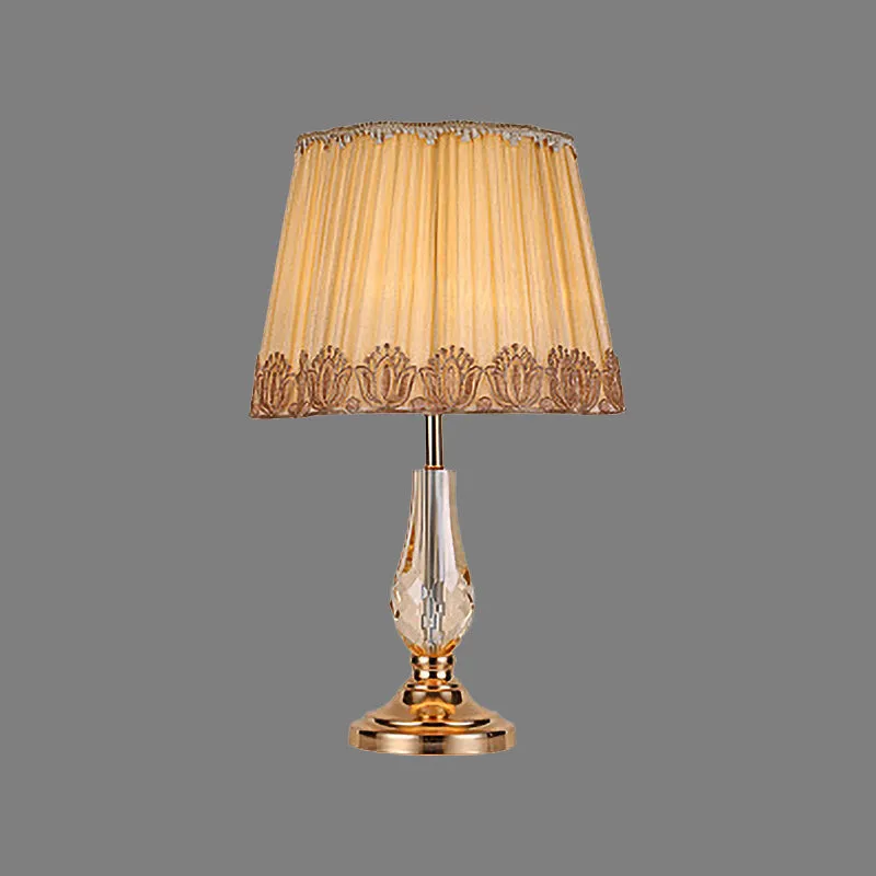 1 kop woonkamer bureaulamp moderne beige tafellamp met brede stoffen kap Clearhalo