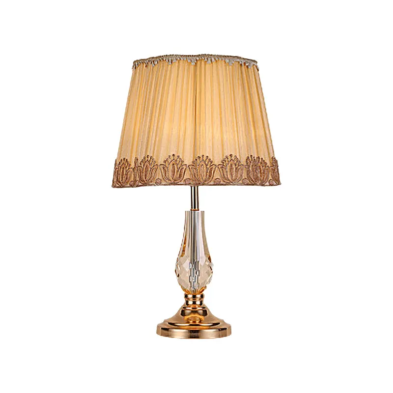 1 kop woonkamer bureaulamp moderne beige tafellamp met brede stoffen kap Clearhalo