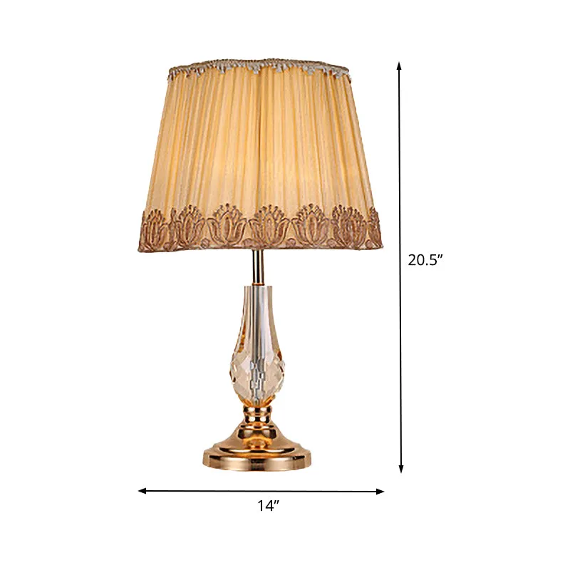 1 kop woonkamer bureaulamp moderne beige tafellamp met brede stoffen kap Clearhalo