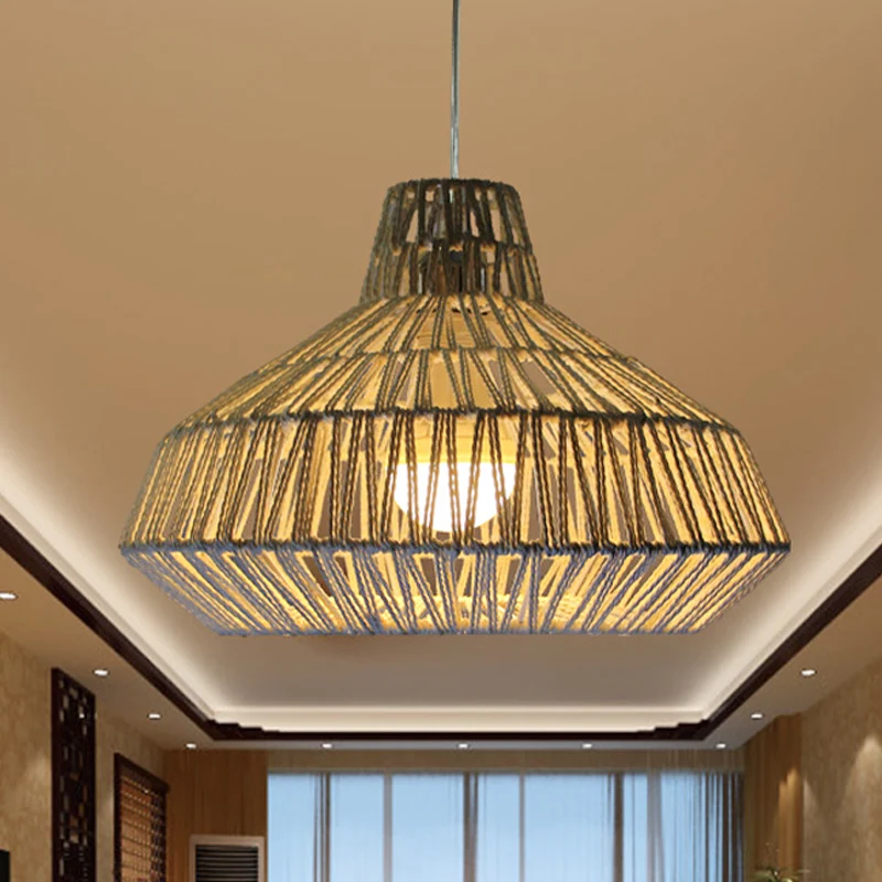 1 kop woonkamer hanglamp traditioneel beige plafond hanglamp met urn papieren kap Clearhalo