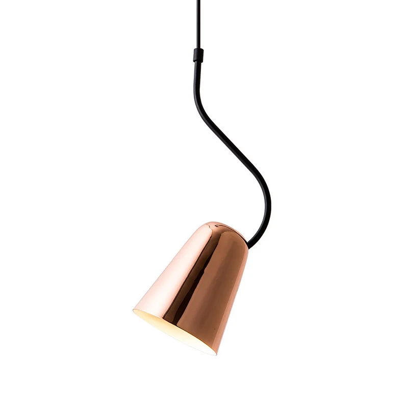Koperen taps toelopende plafondlamp Minimalisme 1 kop Ijzeren hangende hanger met gebogen bovenkant Clearhalo