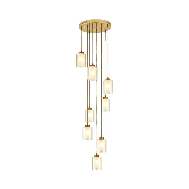 8 koppen hangende verlichting modernistische cilinder helder en wit glas multi-lamp hanger Clearhalo
