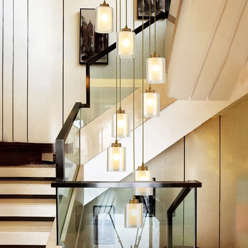 8 koppen hangende verlichting modernistische cilinder helder en wit glas multi-lamp hanger Clearhalo