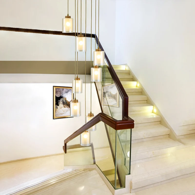 8 koppen hangende verlichting modernistische cilinder helder en wit glas multi-lamp hanger Clearhalo
