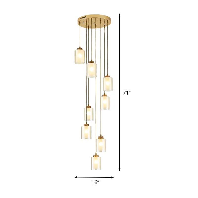 8 koppen hangende verlichting modernistische cilinder helder en wit glas multi-lamp hanger Clearhalo