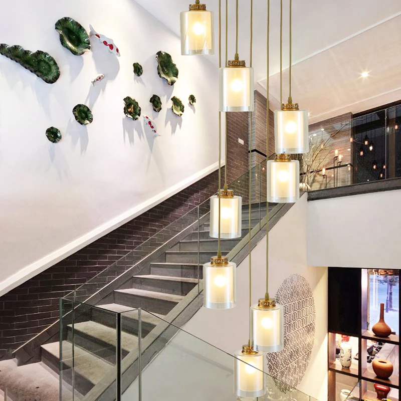 8 koppen hangende verlichting modernistische cilinder helder en wit glas multi-lamp hanger Clearhalo