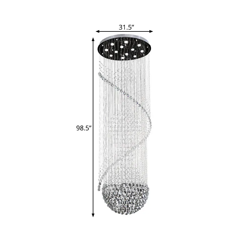12 koppen lichtbollen en staven hanglamp modernistische zilveren kristallen LED-cluster hanglamp Clearhalo